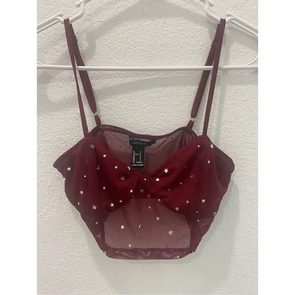 Forever 21 Stars and Moons Cropped Mesh Top Size Small - Picture 4 of 6